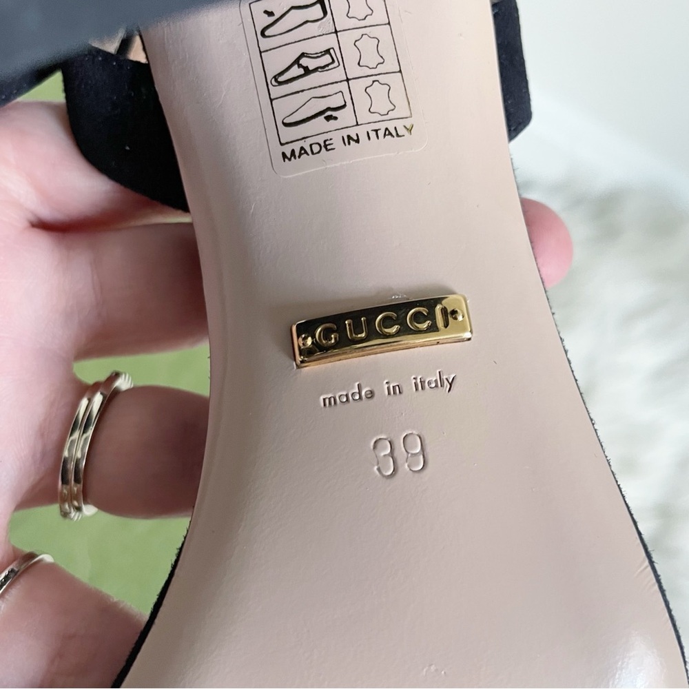 Gucci Marmont Suede Heeled Strappy Sandal GG Gold Logo size 39 - Picture 9 of 10